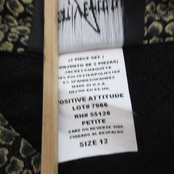 Positive Attitude Blazer Jacket Womens Size 12 Petite Black w/ 1 Button Closure - Picture 5 of 7